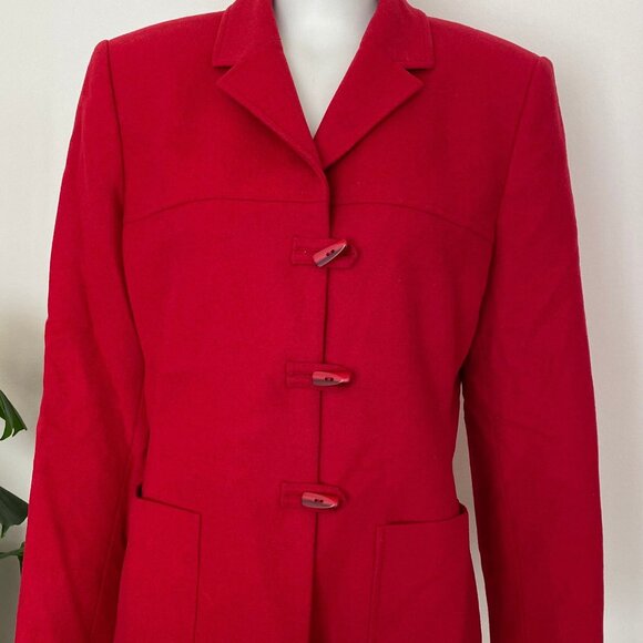 Vintage 1980s/90s Kasper A.S.L. Petite Red Wool Jacket - Picture 1 of 8